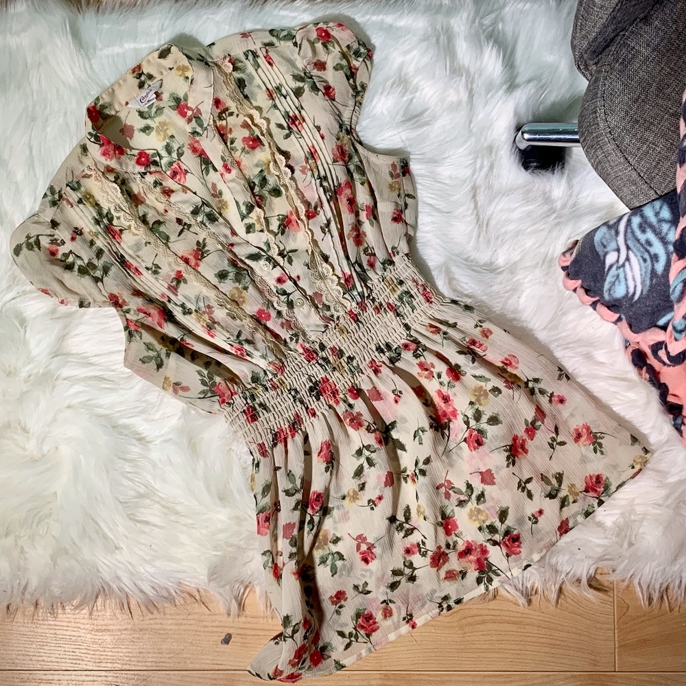 Cream Floral Top